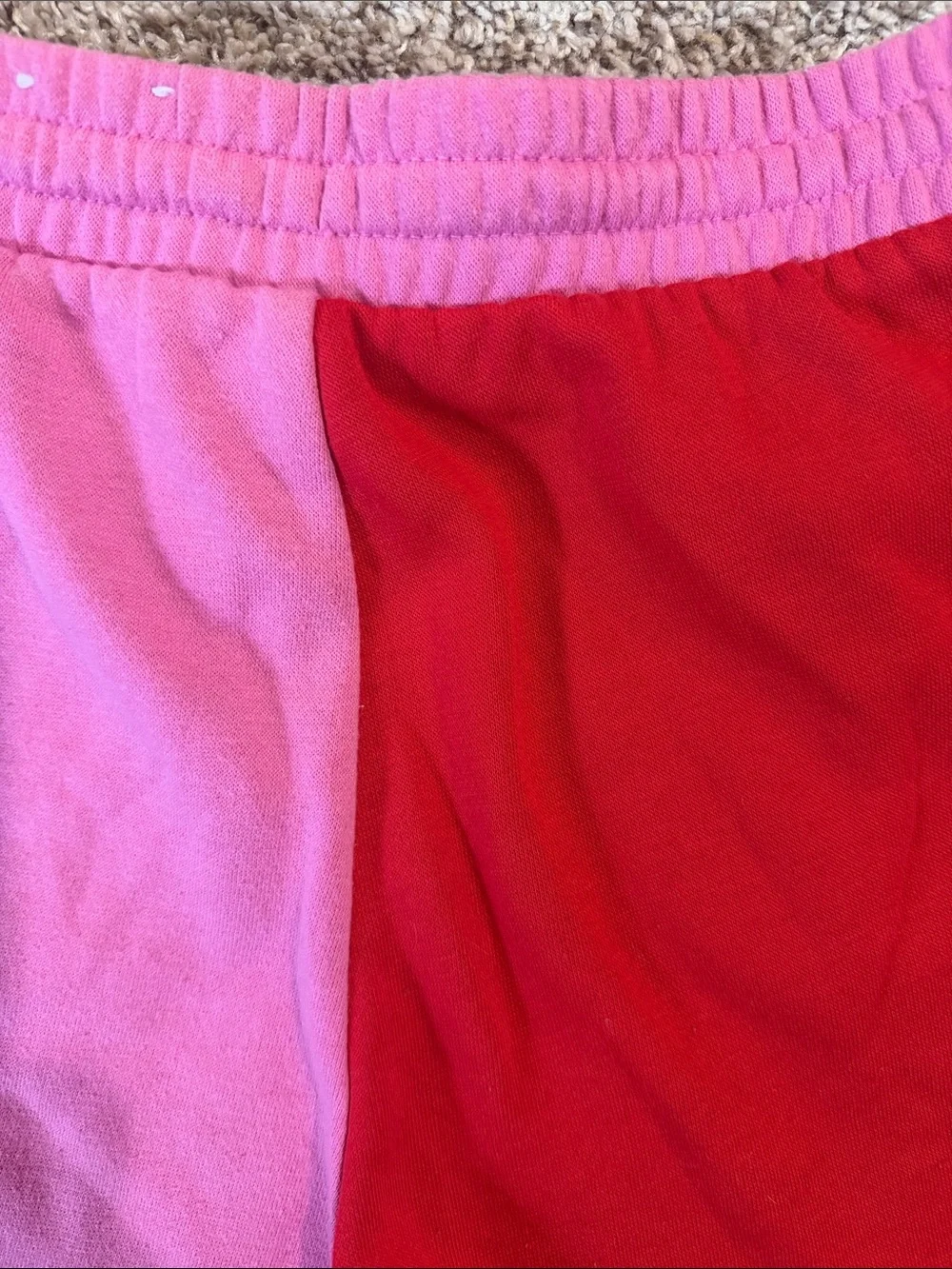 Justice-Airhead Colorblock Athletic Shorts-Pink/Red-Orange Drawstring Size 10(M)